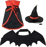 Yookat 3 Pieces Vampire Cat Costume Vampire Bat Wings Cloak Cape with Hat Pet Halloween Costume for Halloween Party Cosplay