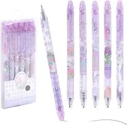 FOTOEVFC Erasable Black Gel Ink Pens, 6Pcs, Fine Tip, Eraser Pen, Rollerball Pens