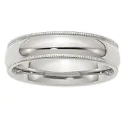 Men's 6.0mm Comfort Fit Milgrain Wedding Band in Sterling Silver