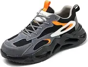 [BIAJIAZHUA] Steel Toe Work Boots Comfortable Breathable, Steel Toe Work Shoes Non Slip, Steel Toe Shoes Anti-Puncture Anti-Smash, Steel Toe Boots Anti-Colision Anti-Stress(Gray,6.5)