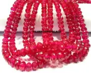 AAA+Ruby Corundum Faceted Rondelle Transparent Ruby,Luster Ruby Gemstone Beads.