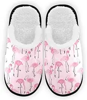 Glaphy Flamingo Pattern Slippers, Memory Foam Non-Slip Indoor House Slippers Bedroom Hotel Travel Home Shoes for Women Men