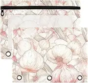 Delicate Cartoon Garlic Peach Pencils Pouches with Clear Window Color Clear Window & Grommets inch Binders 3 Rings for Office Supplies Multicolored 2 PCS