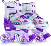 SHDSL Girls Roller Skates for Kids Beginners, Adjustable Roller Skates with A...
