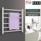 Electric Heated Towel Rack 6 Rail Warmer Silver Square Stainless Steel Bathroom