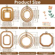 12 Pcs Embroidery Hoop Frame Decorative Embroidery Hoop Circle Oval Square flaWS