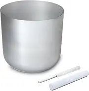 Silver Colored Alchemy Crystal Singing Bowl with Crystal Striker Suede Mallet & O-ring, for Yoga Meditation Sound Bath(432Hz,6 inch E Note)