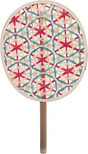 [SHERCHPRY] Bamboo Hand Colorful Woven Fan for Summer Cooling Traditional Rustic Style Handheld Fan for Home Office Outdoor