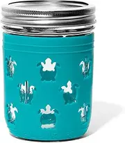 Sili Wraps Mason Jar Wraps, Silicone Sleeve Protector For 16oz Regular & Wide Mouth Mason Jars, Decorative & Resistant Jar Jackets, Set of 4 Sleeves, Mint Turtle