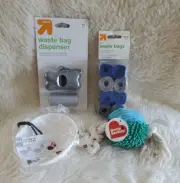 Dog Bundle - Pet Waste Bag Dispenser, 135 Poop Bags, Toy & Portable Pet Bowl