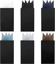 [LJBFNN] 6/8 Pcs Pre-folded Pocket Squares for Men, Solid Color Handkerchief on Card Pocket Square for Suit Wedding Party Daily