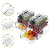 ACA 14 Pack Stackable Fridge Organizer Bins with Lids and Refrigerator Drawers, BPA-Free Transparent