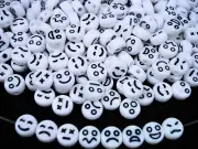 Smiley/Sad Face 7mm Plastic Beads 250pc DIY Bracelets Necklaces