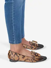 Brown Ponyhair Leopard Flats