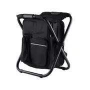 Nevenka Multifunctional Backpack Folding Chair Outdoor Gear Camping Stool-Black