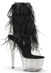 Pleaser ADORE-1017MFF 7" Heel, 2 3/4" Platform Marabou Fur Fringe Ankle Boot
