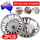 2x Stainless Steel Kitchen Sink Strainer Waste Plug Filter Drain Stopper Stock A