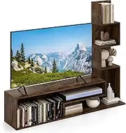 Giantex Cube TV Stand for TVs up to 50”, Media Console Table with L-Shaped Storage Shelves & Open Compartments, Entertainment Center for Living Room, Bedroom, Entryway (Rustic Brown)