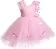 [IDOPIP] Toddler Baby Flower Girls Sequins Bowknot High Low Tutu Dress Petal Lace Princess Pageant Wedding Birthday Party Formal Gown