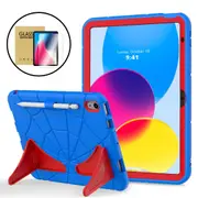 StylePro Combo, iPad 10th generation shockproof case + tempered glass screen protector, blue.