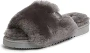 [Dearfoams] Women's Fireside Cairns Shearling Slide with Metallic Trim Slipper