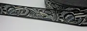 NOS Blue Black Alaskan Native Jacquard Woven Ribbon Craft Sewing Trim 13 Yards