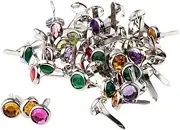 Prettyia 50pcs Mini Decorative Round Rhinestone Head Split Pins Metal Brads Paper Fasteners for Scrapbooking Paper Craft Office Stationery