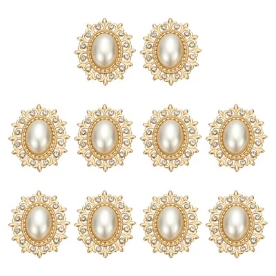 10Pcs Rhinestone Buttons, Flatback Sew on Rhinestones, Glossy Pearl