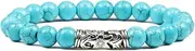 [QJZM] Natural 8mm Beaded Bracelet Couple Tiger Eye Weathered Lava Stone Classic Black White Charm Bracelets Women Men Jewelry-blue_China