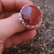 Red Aqeeq Agate Personalized Mens Ring In Sterling Silver 925 Unique Gift Ring