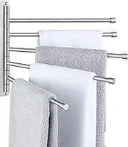 SUS 304 Stainless Steel Swing Out Towel Bar 5-Bar Folding Arm Swivel Hanger Bathroom Storage Organizer Rustproof Wall Mount, Brushed Finish, A2102S5-2