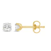 Bevilles Solitaire Stud Earrings with 0.10ct of Laboratory Grown Diamonds in 9kt Yellow Gold