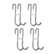4PCS Stainless Steel S-Type Double Hooks for Kitchen Bathroom Closet Hanging