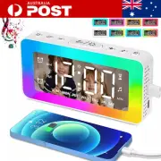 Mirror Digital Dual Alarm Clock RGB Night Light White Noise Machine USB Charging