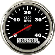 ZFGVGNMTYA 6000 8000 RPM Tachometer Tacho Meter Gauge Hourmeter 12V/24V 85mm Toerenteller 12v Hour Meter Sensor for Marine Boat Car Truck Car Tachometer(4000 RPM BS)