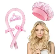 Heatless Curling Rod Headband With Cap No Heat Curls Ribbon Hair Curlers