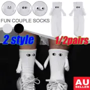 1/2 Pairs Novelty Socks Magnetic Couple Socks with 3D Doll Design - Fun & Quirky