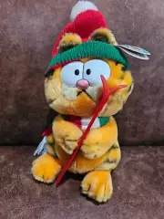 Vintage Skiing Garfield the Cat Plush with Skis, Hat, and Scarf Limited Fun Farm