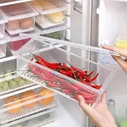 D Dhananjay Fridge Storage Boxes Freezer Storage Containers, Container for Kitchen Storage Set, Storage in Kitchen, Vegetable Storage, Draining Crisper Refrigerator Food Box (Pack of 6)