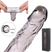 Crystal-Penis-Extender-Enlarger-Sleeve-Reusable-Condom Delay Ejaculation for-Men
