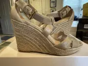 calvin klein wedge sandals 9M. Dusty Metallic. (Emmah) platform wedge.