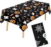 Halloween Pumpkin Tablecloth, Halloween Table Decorations, Halloween Tablecloths, Pumpkin Spider Web Ghost Bat Waterproof Tablecover for Indoor Outdoor Halloween Party Home Decorations
