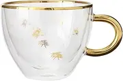 Ashdene Honey Bee Glass Double Wall Cup 350 mL- Gift Boxed