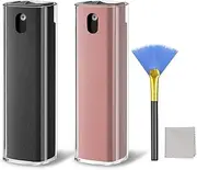 Screen Cleaner, JiaTeums Electronics Screen Spray Wipe Squeegee Tool for Computer Phone Laptop Device Lens TV PC Car with Brush & Microfiber Cloth, 2 Pack (Grey Pink)