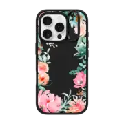 iPhone 16 Pro Impact Ring Stand Case MagSafe Compatible Lush Floral Watercolor Transparent by Julie Song Ink