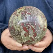 5.39LB Natural dragon blood jasper sphere quartz crstal ball healing