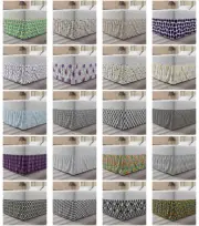 Ambesonne Geometric Items Bedskirt Elastic Wrap Around Skirt Gathered Design