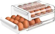 Large Capacity Egg Holder for Refrigerator, Egg Storage Container Organizer Bin, Clear Plastic Storage Container, Egg Fresh Storage Box with Handles, Egg Fresh Storage Box for Fridge (2 Layer) White