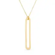 14K Yellow Gold Adjustable 16"-18" Necklace Single Paperclip Pendant 1.18"