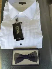 Formal Men’s White dress shirt & New Black Bow Tie Long sleeves New rrp $218